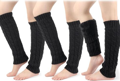 Winter Fleece Lined Knit Leg Warmers,3 Pairs Leg Warmer 80s Ribbed Knitted Long Socks in Saudi Arabia