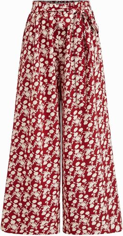 سروال Palazzo نسائي واسع الساق بطبعة زهور من CIDER، بنطال مرن عالي الخصر مع بلوزة بأكمام طويلة in Kuwait