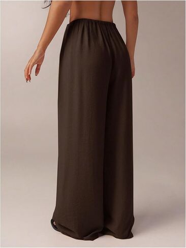 SHENHE Women's Wide Leg Long Palazzo Pants Casual Drawstring Elastic Waist Loose Trousers in Saudi Arabia