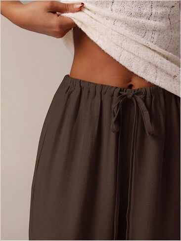 SHENHE Women's Wide Leg Long Palazzo Pants Casual Drawstring Elastic Waist Loose Trousers in Saudi Arabia