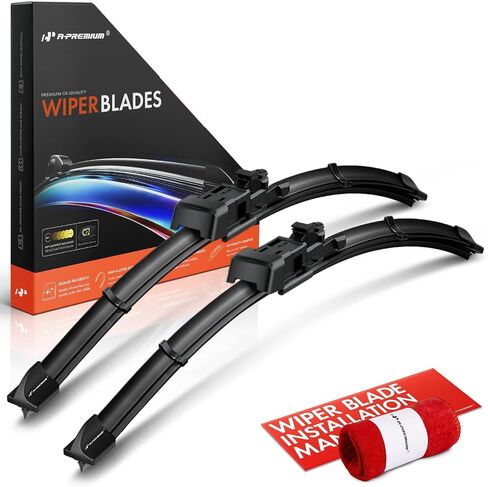 A-Premium Pack of 2 Windshield Wiper Blades with Wear Indicator & Towel - Compatible with Ford Bronco 2021-2024 - 17" and 17", TL2 Connector, Left and Right in Saudi Arabia