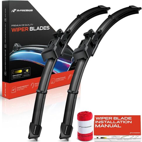 A-Premium Pack of 2 Windshield Wiper Blades with Wear Indicator & Towel - Compatible with Ford Bronco 2021-2024 - 17" and 17", TL2 Connector, Left and Right in Saudi Arabia