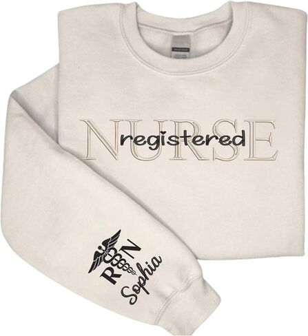 IZI POD Embroidered Nurse Sweatshirt, Women Nurse Sweatshirt, Personalized Embroidered Sweatshirt for Nurse, Nurse Gift in Saudi Arabia