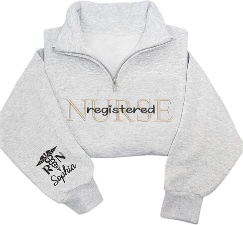 IZI POD Embroidered Nurse Sweatshirt, Women Nurse Sweatshirt, Personalized Embroidered Sweatshirt for Nurse, Nurse Gift in Saudi Arabia