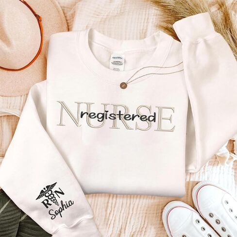 IZI POD Embroidered Nurse Sweatshirt, Women Nurse Sweatshirt, Personalized Embroidered Sweatshirt for Nurse, Nurse Gift in Saudi Arabia