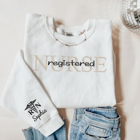 IZI POD Embroidered Nurse Sweatshirt, Women Nurse Sweatshirt, Personalized Embroidered Sweatshirt for Nurse, Nurse Gift in Saudi Arabia