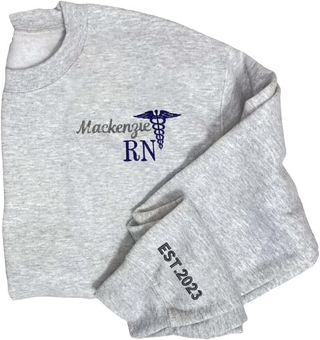 IZI POD Embroidered Nurse Sweatshirt, Women Nurse Sweatshirt, Personalized Embroidered Sweatshirt for Nurse, Nurse Gift in Saudi Arabia