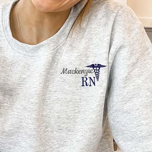 IZI POD Embroidered Nurse Sweatshirt, Women Nurse Sweatshirt, Personalized Embroidered Sweatshirt for Nurse, Nurse Gift in Saudi Arabia