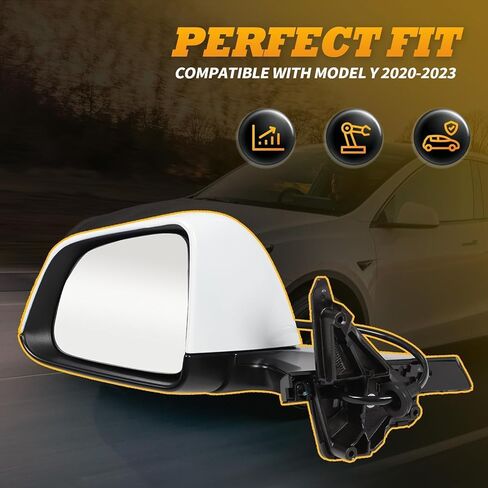 Right Passenger Side Mirror Assembly Compatible with Model Y 2020-2023 Side Door Mirror with Heated & Automatic Folding & Electric Adjustment and Memory Replaces 1594112-00-C (13Pins White) in Saudi Arabia