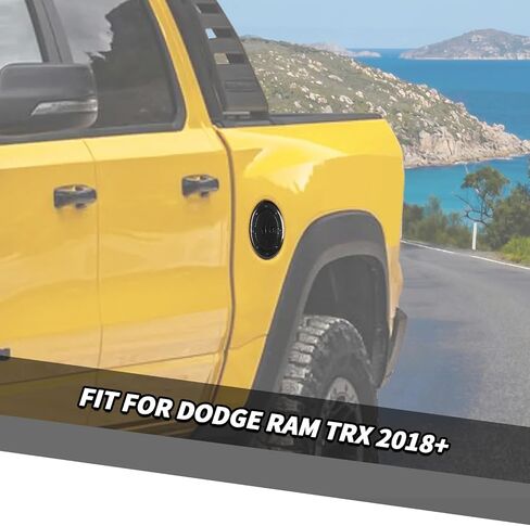 Jimen مناسب لسيارة Dodge Ram 1500 TRX 2021-2024، قطعة واحدة من غطاء خزان الوقود غطاء الغاز (أسود) in Saudi Arabia