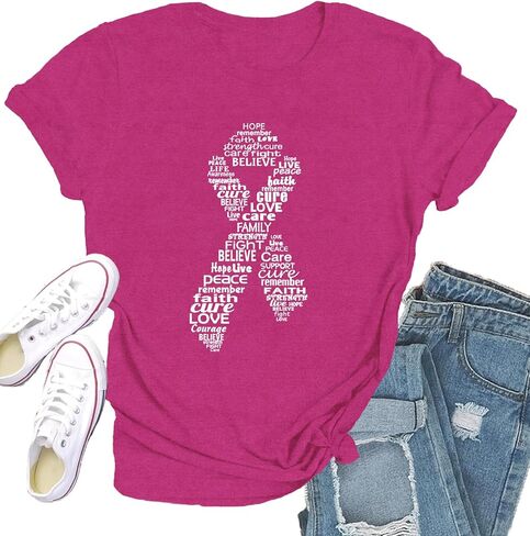 Breast Cancer Shirts for Women in October We Wear Pink T-Shirt Breast Cancer Awareness Tee Tops in Saudi Arabia