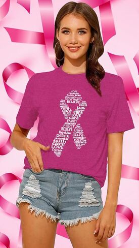 Breast Cancer Shirts for Women in October We Wear Pink T-Shirt Breast Cancer Awareness Tee Tops in Saudi Arabia