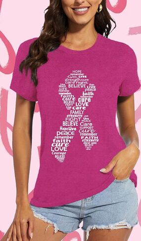 Breast Cancer Shirts for Women in October We Wear Pink T-Shirt Breast Cancer Awareness Tee Tops in Saudi Arabia