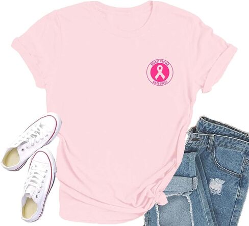 Breast Cancer Shirts for Women in October We Wear Pink T-Shirt Breast Cancer Awareness Tee Tops in Saudi Arabia