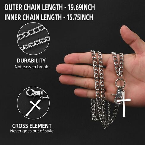 Punk Wallet Chain with Rivets – Biker Chain Keychain for Men & Women, Hip Hop Jeans & Trouser Chain in Saudi Arabia