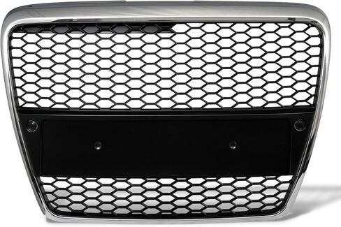 7422456514574 متوافق مع 2005-2008 Audi A6 / 2006-2008 S6 C6 كروم أسود RS-Honeycomb Mesh شبكة المصد الأمامي مع قاعدة الشعار in Saudi Arabia