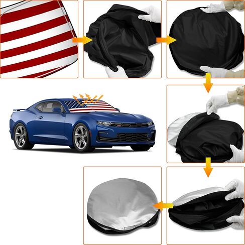 D-Lumina Winshield Sun Shade American Flag for Chevy Camaro 2016-2023, Foldable Front Sun Shield Protector Blocks UV Rays, 6th Gen Camaro Window Sunshade Sun Visor Interior Accessory in Saudi Arabia