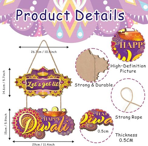 Happy Diwali Sign,Indian Festival of Light Wall Plaque,India Diwali Decoration for Wall,Lotus Lights Diyas Door Sign,Hindu Dewalee Greeting Wall Hanger for Home Party Porch Yard Room Office in Saudi Arabia