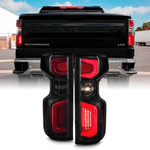 AKKON - يناسب 2019-2024 Chevy Silverado 1500 2500HD 3500HD [نوع LED] أنبوب DRL إشارة الفرامل زوج مصابيح خلفية مدخنة سوداء in Saudi Arabia