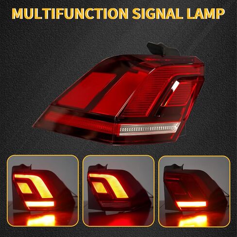 Road Hawk Rear Tail Light Brake Lamp for Volkswagen Tiguan 2018 2019 2020 2021 2022 2023 LED Outer Turn Signal Reflector Tail Lamp Passenger Right Side Replacement 5NN945096A VW2805126 in Kuwait
