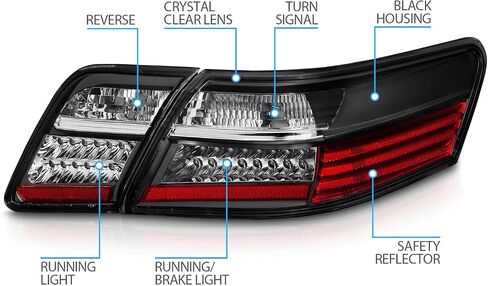 AmeriLite لسيارة Toyota Camry 2007-2009 LED باللون الأسود، مجموعة من 4 قطع - جانب الركاب والسائق in Saudi Arabia