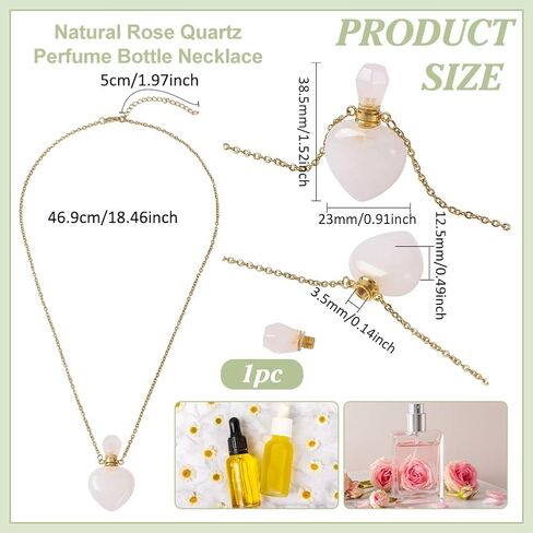 PH PandaHall Natural Amethyst Perfume Bottle Necklace, Heart Shape Essential Oil Diffuser Bottle Real Amethyst Crystal Stone Necklace Golden Chain for Women Jewelry, Purple, 1 Piece in Saudi Arabia