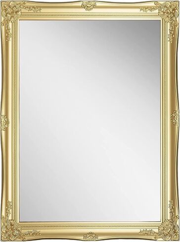 HAA Large Ornate Gold Baroque Frame Mirror Aged Luxury Elegant Rectangle Wall Piece Vanity, Bedroom, or Bathroom (Gold, 32"x24") in Saudi Arabia