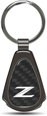 iPick Image Compatible with Nissan 370Z Z Logo Real Black Carbon Fiber Gunmetal Gray Teardrop Key Chain in Saudi Arabia