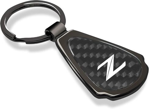 iPick Image Compatible with Nissan 370Z Z Logo Real Black Carbon Fiber Gunmetal Gray Teardrop Key Chain in Saudi Arabia