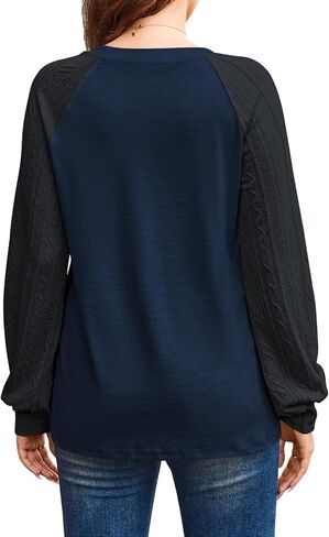 Poetsky Womens Long Sleeve Sweatshirts Pleated Cable Knit Tops Fall Fashion Outfits Business Casual Blouses in Saudi Arabia
