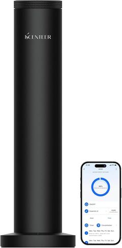 موزع روائح الفنادق اللاسلكي - موزع روائح عطرية لاسلكي قابل لإعادة الشحن للمنزل بأكمله - جهاز هواء للرائحة للمنزل - تطبيق التحكم بالبلوتوث - موزع روائح الزيوت العطرية بدون ماء للغرفة الكبيرة، مكتب الاستوديو - فضي in Kuwait