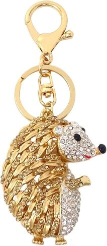 1PCS Cute Rhinestone Hedgehog Keychain Sparkling Crystal Keyring Pendant Animal Key Chain Decoration in A Box for Bag Purse Wallet Handbags Backpack in Saudi Arabia