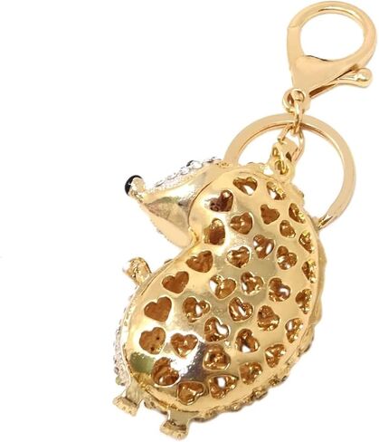 1PCS Cute Rhinestone Hedgehog Keychain Sparkling Crystal Keyring Pendant Animal Key Chain Decoration in A Box for Bag Purse Wallet Handbags Backpack in Saudi Arabia