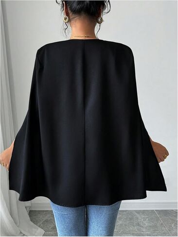 OYOANGLE Women's Cape Blazers Split Long Sleeve Open Front Elegant Work Dressy Jacket Coat Workwear in Saudi Arabia