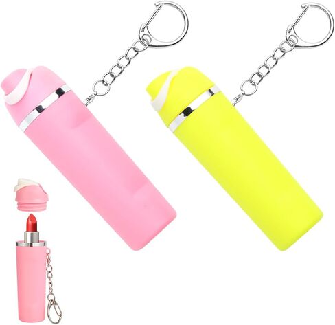 Keychain Lipbalm Holder for Owala, Mini Water Bottle Keychain Chapstick Holder Pink & White - 2 Pack in Saudi Arabia