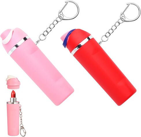 Keychain Lipbalm Holder for Owala, Mini Water Bottle Keychain Chapstick Holder Pink & White - 2 Pack in Saudi Arabia
