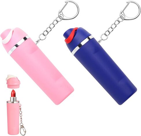 Keychain Lipbalm Holder for Owala, Mini Water Bottle Keychain Chapstick Holder Pink & White - 2 Pack in Saudi Arabia