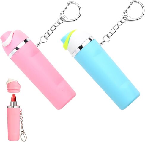 Keychain Lipbalm Holder for Owala, Mini Water Bottle Keychain Chapstick Holder Pink & White - 2 Pack in Saudi Arabia