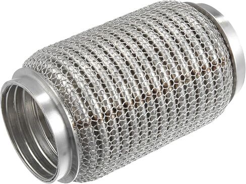 Car Exhaust Flexible Pipe, 63x152mm 2.48"x5.98" Exhaust Flex Connector Pipes Bellows Universal for Car Durable Stainless Steel Silver Tone in Saudi Arabia