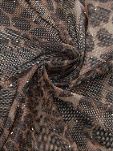 Women's Y2k Cheetah Print Sequin Halter Tops Leopard Tie Back Metal Crop Corset Sleeveless Party Rave Outfits in Saudi Arabia