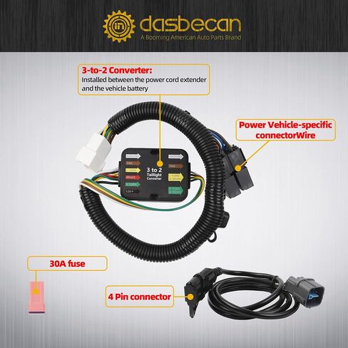 مجموعة أسلاك مقطورة Dasbecan 56170 متوافقة مع مجموعة أسلاك سحب موصل Honda Pilot 4-Pin 2012-2015 in Saudi Arabia