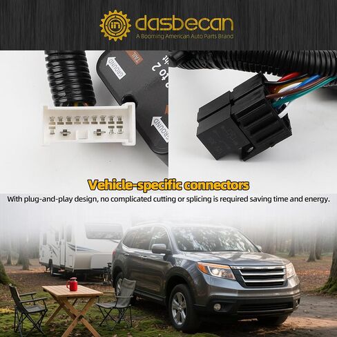 مجموعة أسلاك مقطورة Dasbecan 56170 متوافقة مع مجموعة أسلاك سحب موصل Honda Pilot 4-Pin 2012-2015 in Saudi Arabia