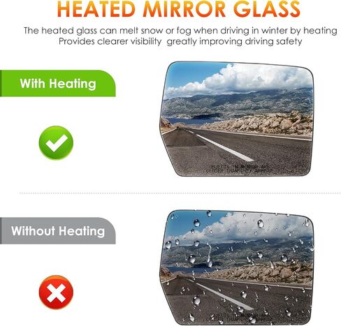 Right Passenger Side Mirror Glass Replacement Compatible with 2011 2012 2013 2014 Ford F150 Heated Rearview Side Mirror Glass Replace ‎‎4L3Z-17K707-DA in Saudi Arabia