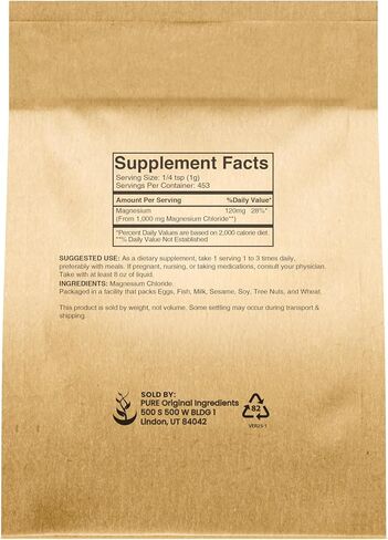 Pure Original Ingredients Magnesium Chloride (1 lb), Eco-Friendly Packaging, Crystal Powder, Magnesium Supplement in Kuwait