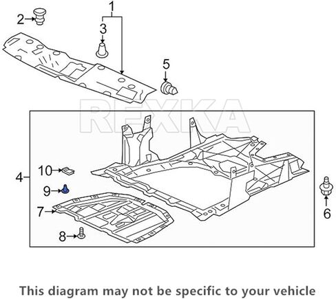 Rexka 6 قطع غطاء المحرك السفلي دبوس برغي متوافق مع Honda Acura 90674-TY2-A01 Accord Civic CR-V ILX RLX TLX in Saudi Arabia