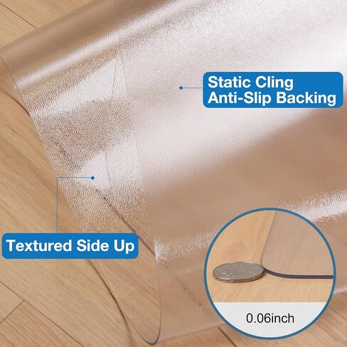 Clear Floor Mat, 3'×5' Plastic Area Rug for Dining Room Table, Waterproof Stain-Resistant Splat Mat for Kids, Vinyl Floor Protector for Kitchen, Yard, High-Traffic Areas in Kuwait