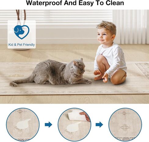 Clear Floor Mat, 3'×5' Plastic Area Rug for Dining Room Table, Waterproof Stain-Resistant Splat Mat for Kids, Vinyl Floor Protector for Kitchen, Yard, High-Traffic Areas in Kuwait
