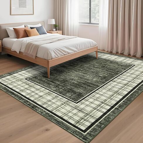 GarveeHome Washable Runner Rugs 2x6 Checkered Bathroom Rug, Non Slip Modern Kitchen Rug, Ultra-Thin Soft Rugs for Hallway Entryway, Stain Resistant Runners for Bedroom Home Decor, Grey in Saudi Arabia