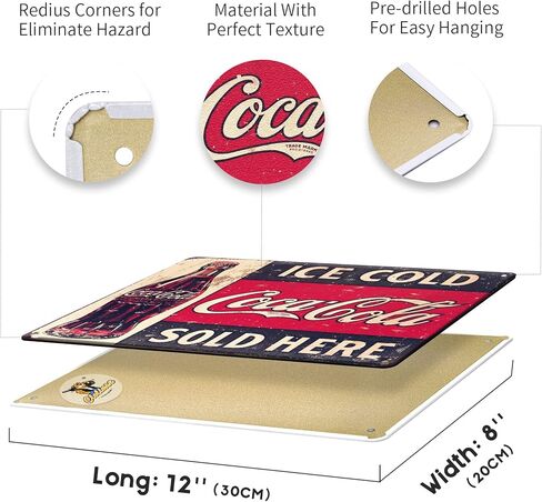 Coca Cola Signs | Metal Retro Sign Vintage Bar Cool Things Shop Room Decor | Funny Man Cave Wall Tin Sign Stuff Poster For Home House Coffee Garage Kitchen 12x8 Inch in Saudi Arabia