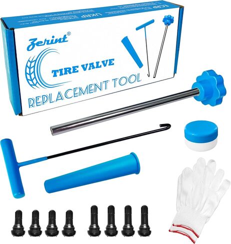 Tire Valve Stem Core Replacement Tool Kit - Quick Change Tool for Cars, Trucks, ATVs, Motorcycles with 4 TR412 Stems, Lubricant Grease & Gloves in Saudi Arabia